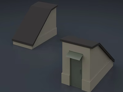 Modern Architectural Components Featuring Sloped Roof Door And Awning Structure Design 3d model