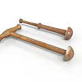 Two Ancient Rusty Metal Weapons With Long Handles And Round Heads