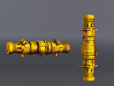 Yellow Industrial Equipment With Metal Mechanical Structure And Connecting Parts 3d model
