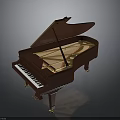 Brown Grand Piano With Open Lid Black White Keys And Golden Legs