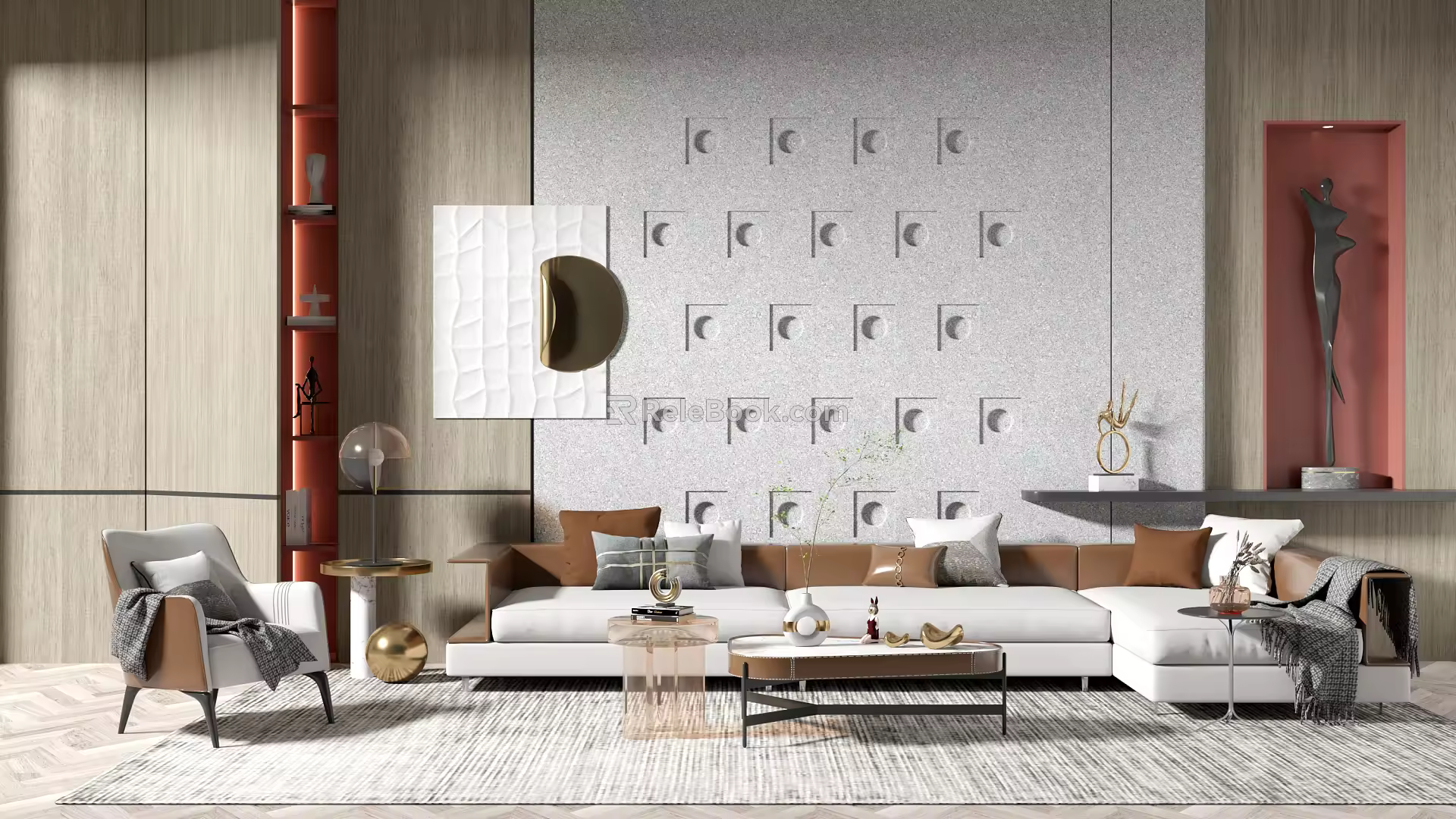 Modern sofa coffee table combination 3d model