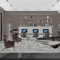 Modern Public Office Space Interior With Open Layout Office Furniture And Green Plants