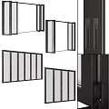 Modern Black Frame Double Doors With Glass Panels And Metal Hinges