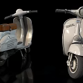 Vintage Light Colored Motorcycles With Brown Leather Seat Round Headlight And Curved Body Design