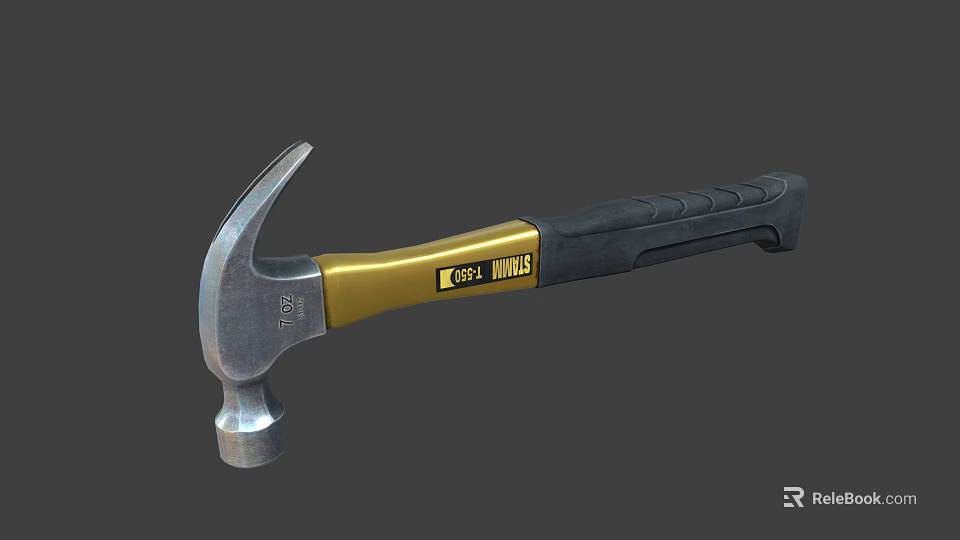 Industrial Equipment Claw Hammer with Steel Head Non Slip Handle Ergonomic Design for Industrial Use 3d model 