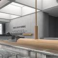 Modern Cafe Interior Design With Wooden Beams Skylight And Minimalist Ceiling Structure