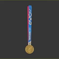 Stylish Blue Red Checker Pattern Medal Ribbon Clothing Accessory With Gold Medal