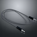 High Quality Gray Audio Cable with 3.5mm Jack for Computer Devices Connection 3d model