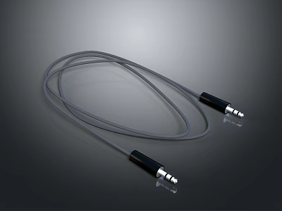 High Quality Gray Audio Cable with 3.5mm Jack for Computer Devices Connection 3d model