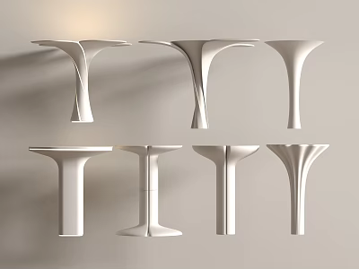 Elegant Modern White Columns With Various Stylish Designs For Interior Decor 3d model