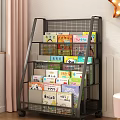 Study Bookshelf Children's Iron Mobile Multi-layer Adult Rotating Ornaments 3d model