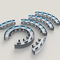 Modern Circular Office Desks With Multiple Workstations And Built In Lights 3d model