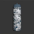 Stylish Water Bottle With Blue Lid And White Blue Geometric Pattern Design 3d model