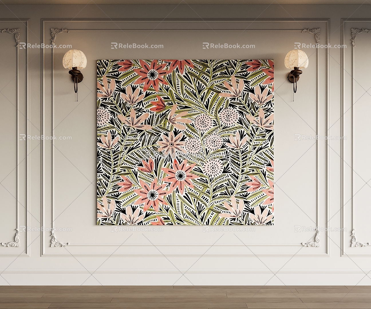 Vintage decorative painting 3d model