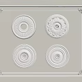 Decorative White Ceiling Medallions With Various Ornamental Patterns And Designs 3d model