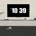White Modern TV Stand in Living Room with TV Decorative Items and Plant
