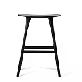 Modern Minimalist Black Bar Stool With Curved Seat And Crossed Legs Design