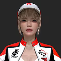 Woman In Red And White Sporty Outfit With Cap Pleated Skirt And Sneakers