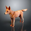 3D Model Character of Brown Dingo Standing on Dark Reflective Background 3d model