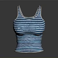 Blue And White Striped Fitted Tank Top For Women's Everyday Casual Wear