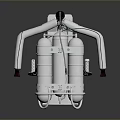 Portable Breathing Apparatus With Two Cylindrical Tanks Metal Frame Pressure Gauge And Hoses