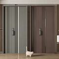 Modern Security Door With Gray Brown Vertical Stripes And Smart Lock For Home Interior 3d model