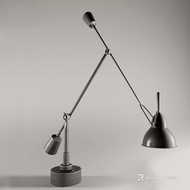 Modern Adjustable Desk Lamp With Flexible Arm And Metal Shade Design 3d model 