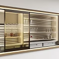 Contemporary Wine Cabinet With Glass Doors LED Lighting And Storage Shelves