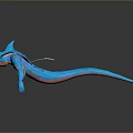 Blue 3D Model of Winged Aquatic Creature Streamlined Body Textured Surface and Dark Background Reflection