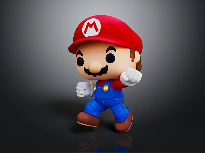 Cartoon Mario Character in Red Hat Blue Overalls and White Gloves 3D Stylized Figure 3d model