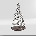 Modern Spiral Metal Tree Shaped Decorative Ornament Set with Circular Base
