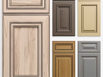 Various Styles And Colors Of Wooden Cabinet Doors With Different Designs 3d model
