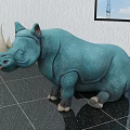 Blue Rhino Shaped Ottoman Stylish Seating Furniture for Modern Living Room