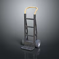 Metal Handcart With Yellow Handle And Two Wheels For Carrying Loads
