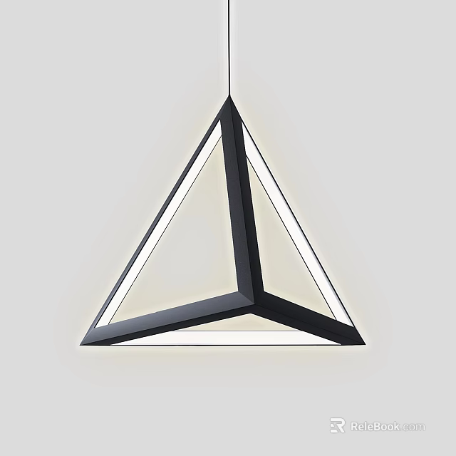 Modern Geometric Triangular Pendant Light With Black Frame And White Illumination Design 3d model