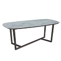 Elegant Modern Oval Dining Table With White Marble Top And Sturdy Metal Frame 3d model