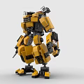 Creative Yellow Building Block Robot With Mechanical Arms And Legs Structure 3d model