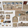 Wooden Display Shelves With Various Designs And Sizes For Retail Product Showcase