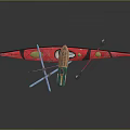 Red Decorative Kayak Design With Colorful Paddles And Smooth Exterior