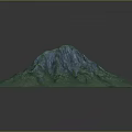 3D Mountain Terrain Model With Blue Green Color And Detailed Surface Texture