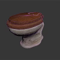 Elegant Home Bathroom Toilet With Wooden Seat And Carved White Base