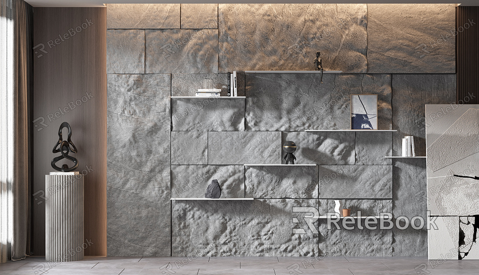 Modern Wall Shelf Stone Wall model