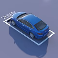 Blue Mazda Car Parked In Parking Spot With Parking Assist Sensors