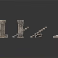Decorative Ancient Stone Architectural Elements With Columns Steps And Blocks 3d model