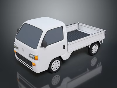 White Compact Pickup Truck With Open Cargo Bed And Minimalist Design 3d model