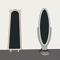 Floor Standing Mirrors with Bear Ear Design and Oval Shape Beige Gray Frames 3d model