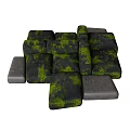 Modern Sectional Green Black Patterned Sofa With Gray Coffee Table Set Design 3d model