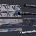 Industrial Equipment With Metal Structure Pipes Support Frames And Ladder Access