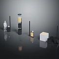Modern Household Storage Items in Black Yellow White with Different Shapes and Sizes
