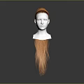 Game or Movie Character Hairstyle Featuring Orange Hair and Braided Top on White Mannequin Head